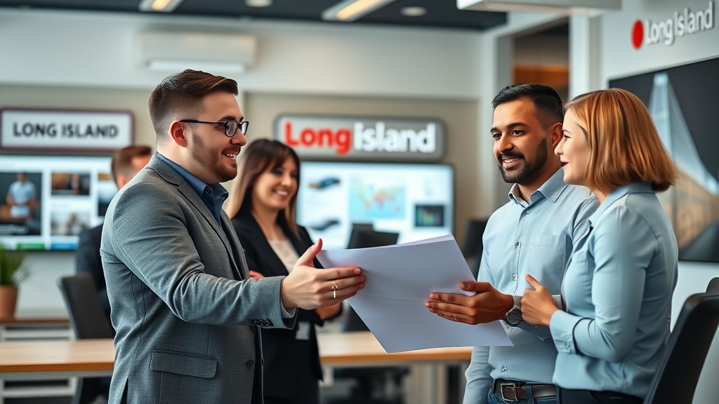 Long Island marketing agency team meeting small business owner to discuss Instagram strategy