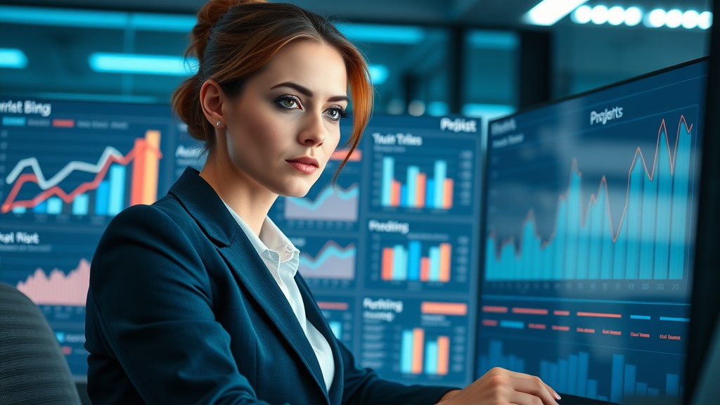 social media marketing for small businesses: businesswoman analyzing digital marketing metrics