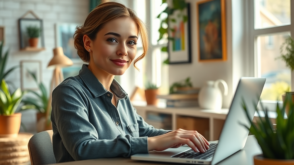 modern small business owner typing blog post on laptop, small business blog ideas