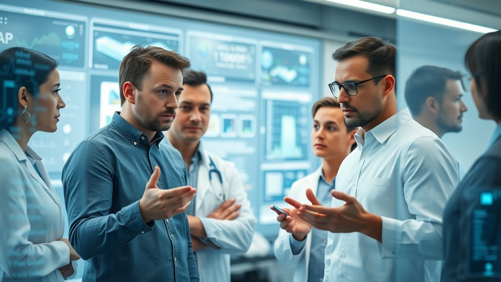 cutting-edge AI research team reviewing AI algorithm advancements on digital displays, google ai mode lab, professionals analyzing data