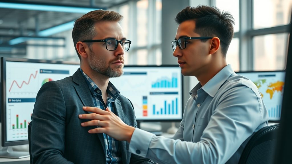 insightful small business owners studying analytics dashboard for online marketing for small businesses