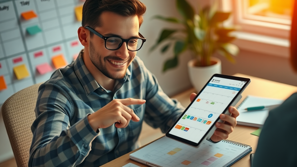 Digital marketing expert planning a social media video calendar, representing strategy and organization for effective video marketing.