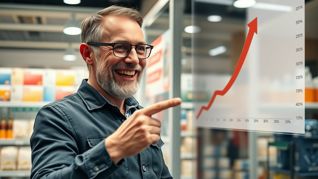 Retail owner celebrating local business SEO growth through Google Maps and local listings