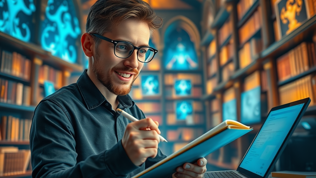 creative blogger brainstorming seo strategies for effective small business blog topics