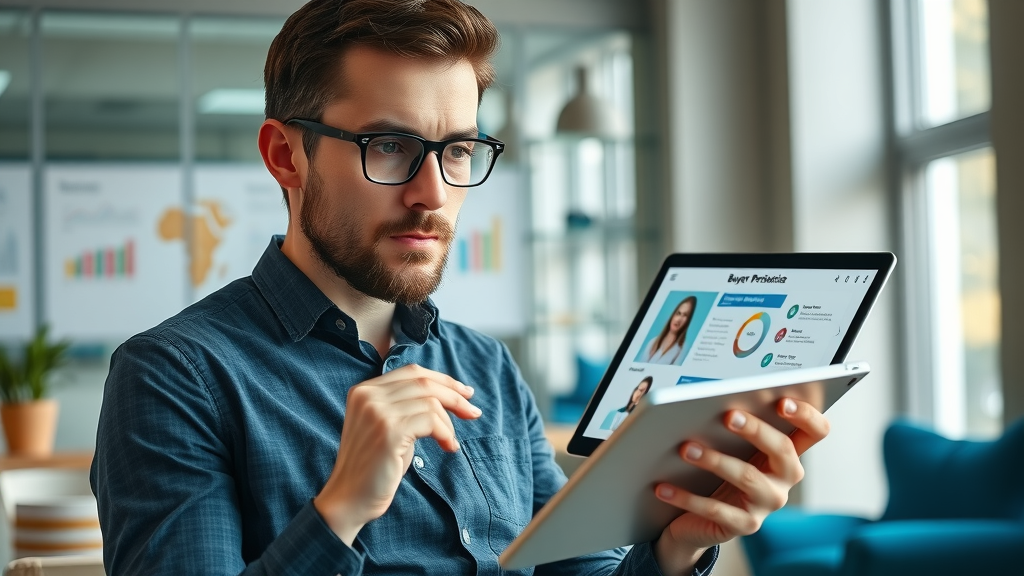 inquisitive marketing analyst creating buyer persona profiles target audience insights digital marketing strategies