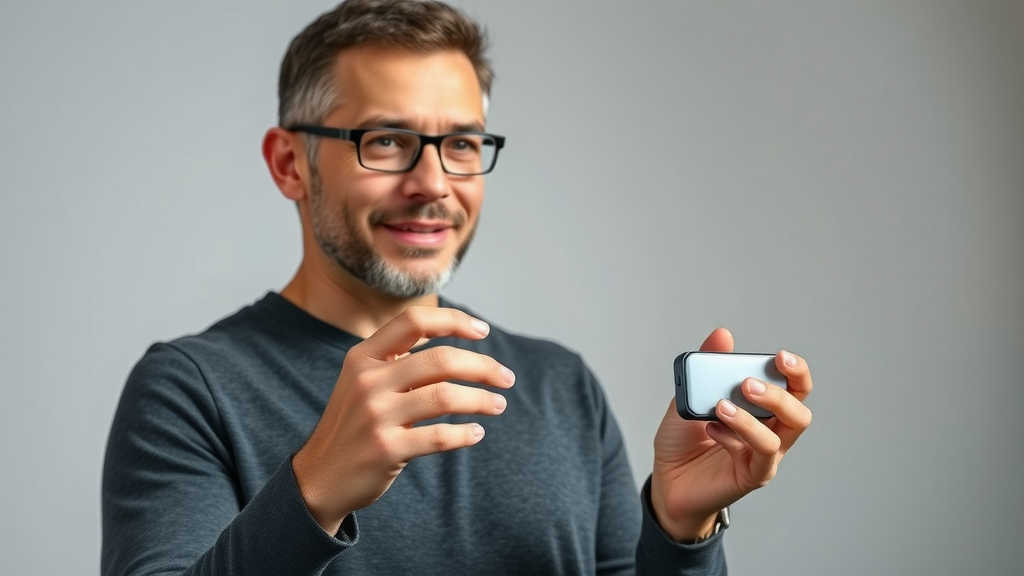 Confident speaker demonstrating product features in a product demo video ad