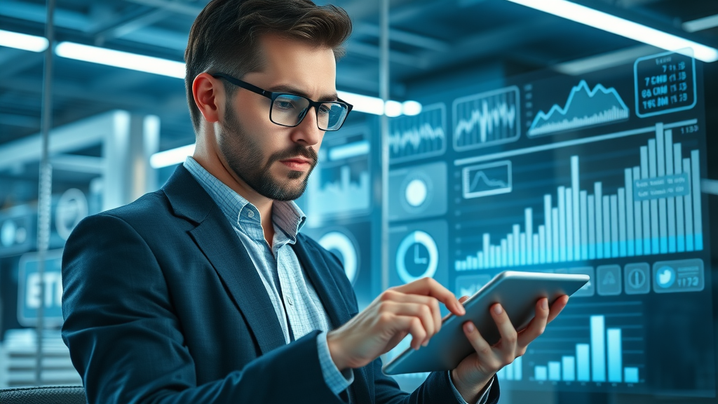 small business owner studying social media analytics dashboard for X formerly Twitter performance metrics