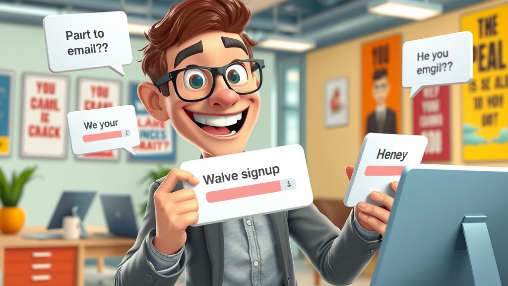 enthusiastic marketer sharing email signup link on social media for list growth