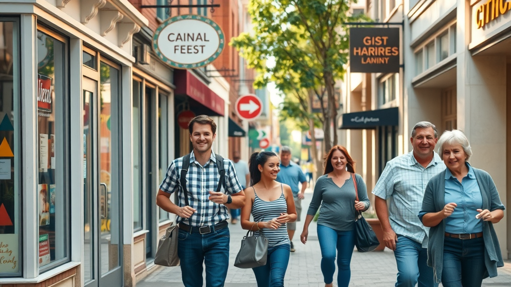 Vibrant local business main street scene for local SEO strategies