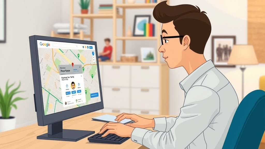local SEO optimization person updating Google Business Profile on desktop