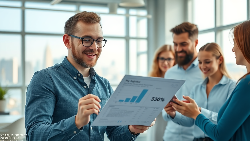digital marketing agency Long Island small business owner reviewing sales growth team collaboration