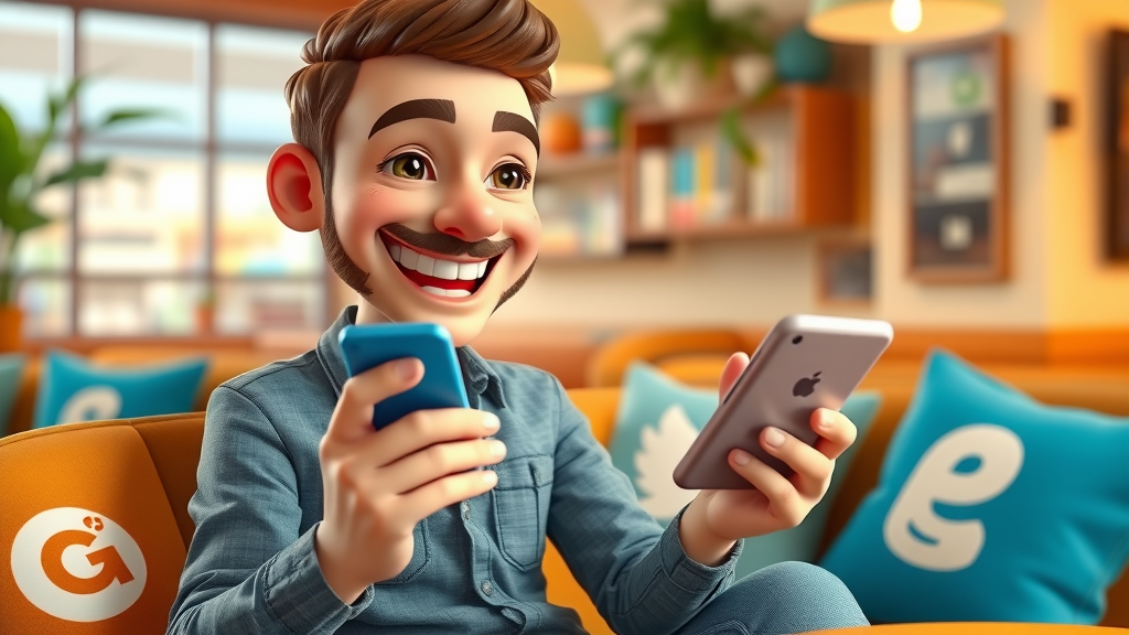 Enthusiastic digital marketer sharing blog post on social media, content marketing for small businesses