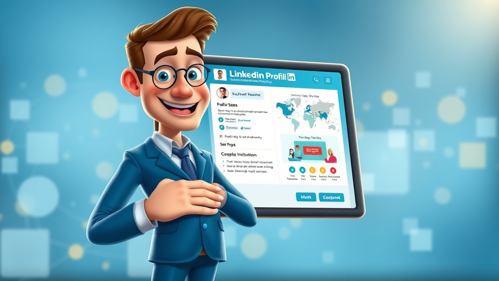 dynamic LinkedIn business profile and company page mockup for small businesses, showing optimized content and engagement