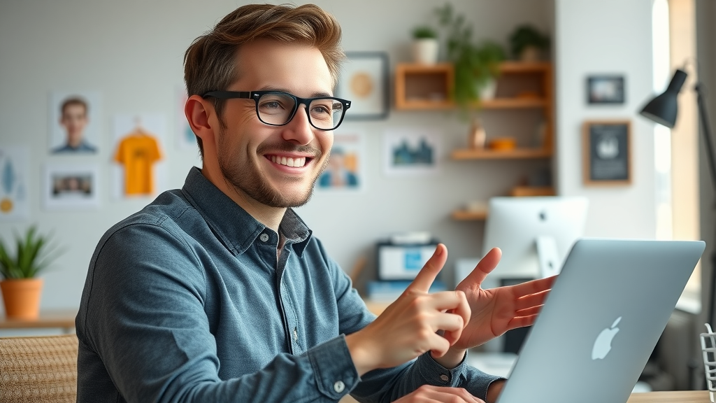 Small business owner updating profile and cover image on Facebook business page