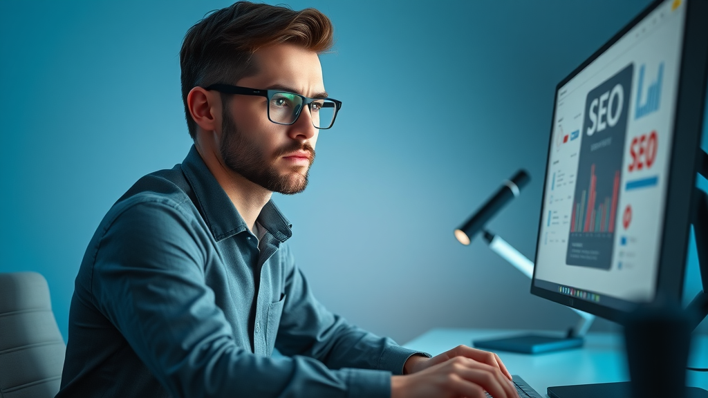focused marketing manager researching keywords for effective blog topics for small businesses