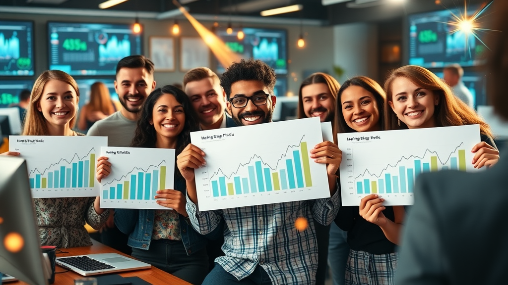 diverse group of successful bloggers showing profitable blog post growth from content blog creation