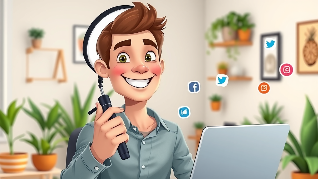 Business owner creating content for social media platforms in home office