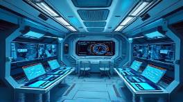 revolutionary agency solutions, forward-thinking application, deploying innovations, photorealistic, futuristic control room with touch screens, highly detailed, advanced AI interfaces, flawless resolution, silver and blue tones, strategic overhead lighting, shot with a 50mm prime lens.